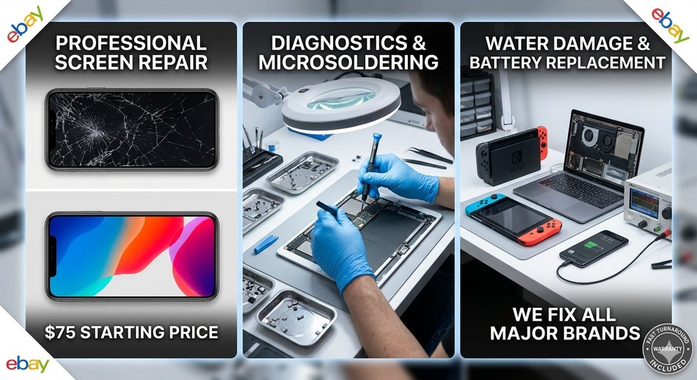 Electronics Repair: Screen, Battery, Water Damage, Diagnostics, Microsoldering