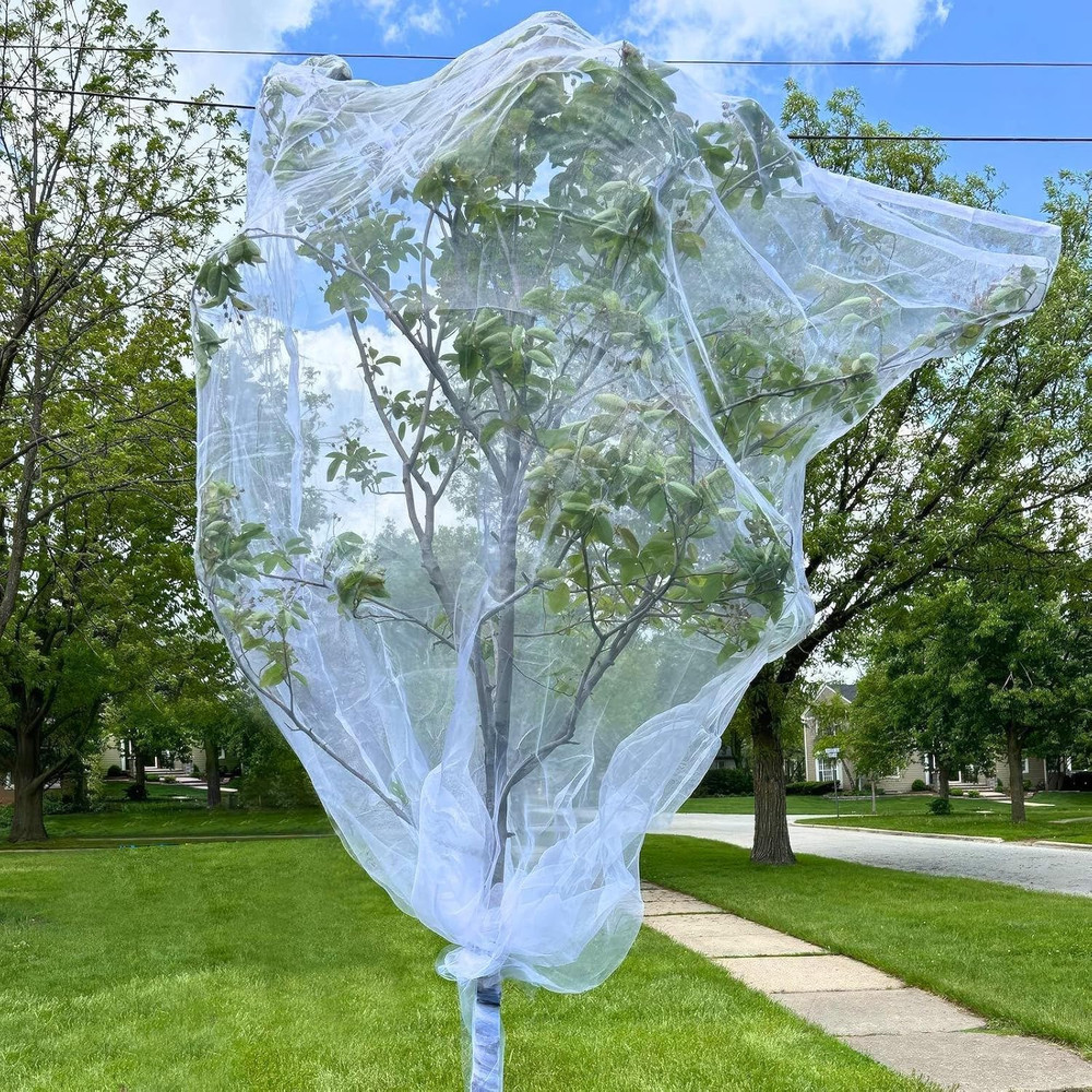 2 Pcs Fruit Tree Netting with Zipper & Drawstring, 6Ft X 6Ft Insect & Bird Netti