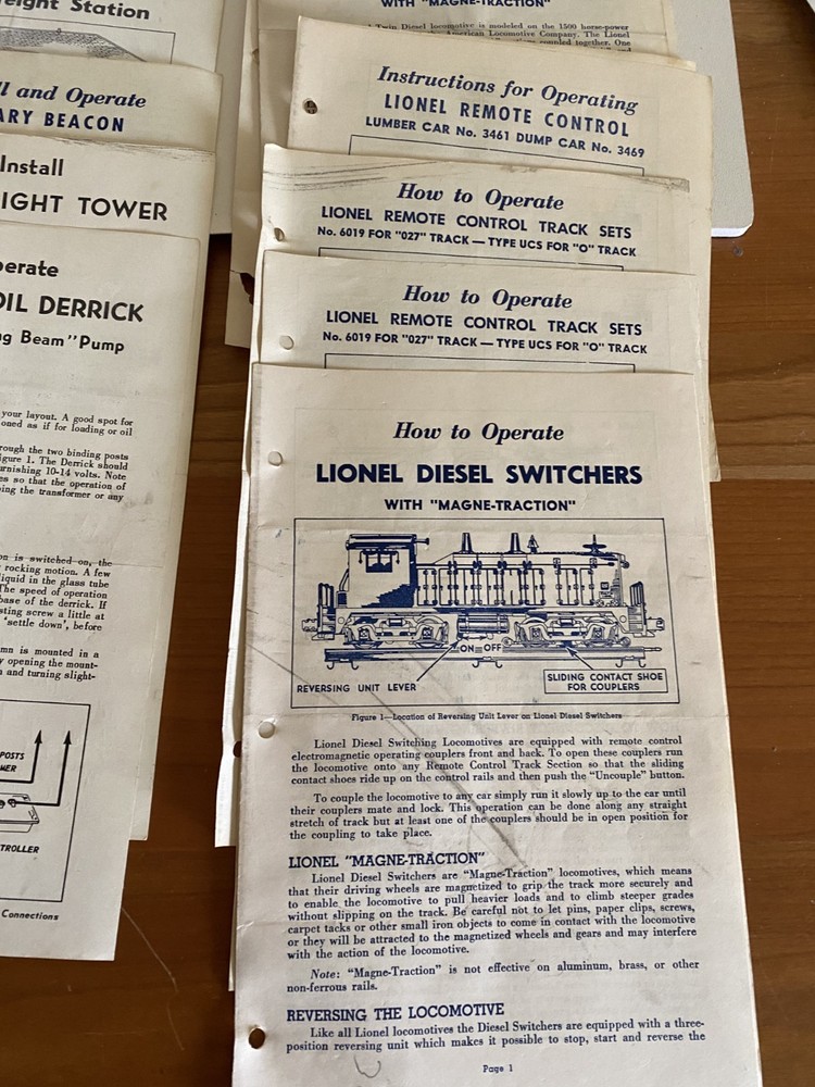 Lionel Postwar Instruction Sheets 15 different