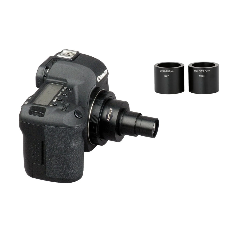 AmScope Canon SLR/DSLR Camera Microscope Adapter 2X Magnification w 2 Adapters
