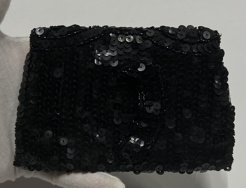 Change Purse Black Sequence Hand Made In Belgium