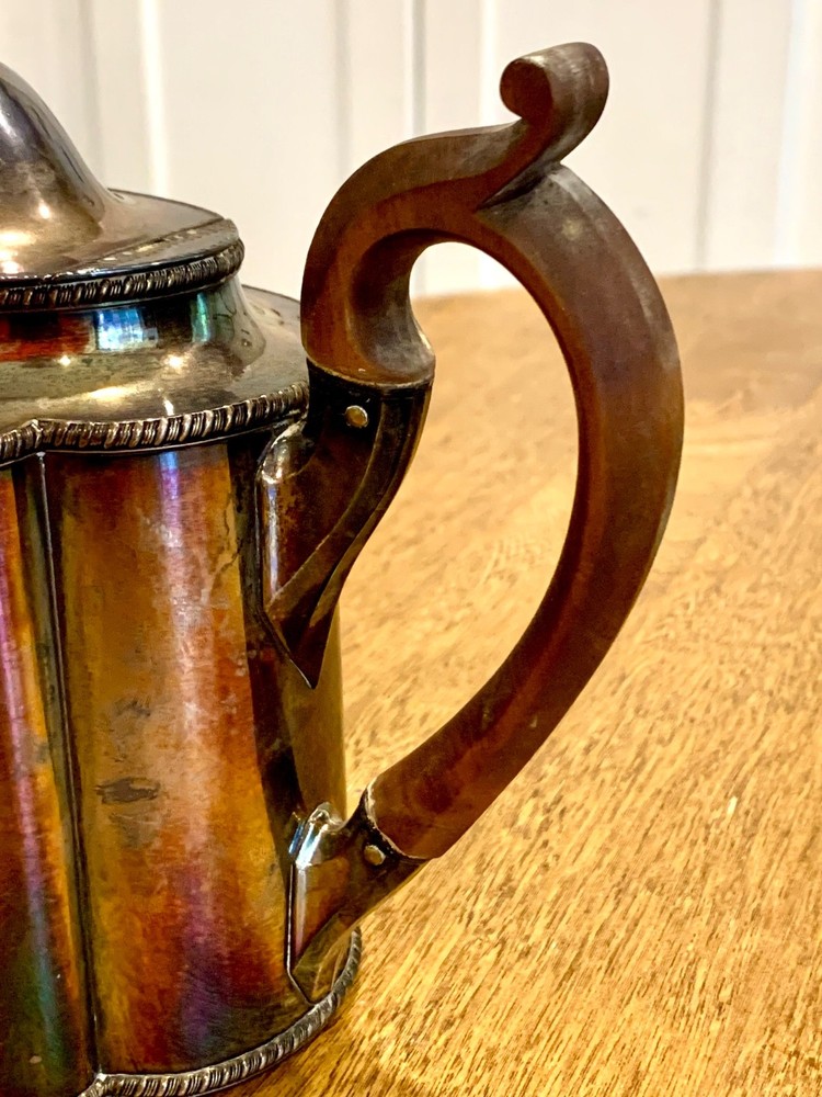 Antique Silver-Plated Hinged Tea Pot and Tea/Sugar Container