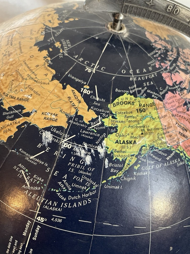 Replogle Globemaster 12” Diameter World Globe Embossed Metal Base Dark Blue