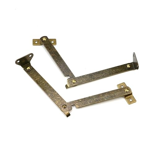 2 Pcs Lid Support Hinge Folding Lid Support Hinges 180 Degree Rotatable Bronze