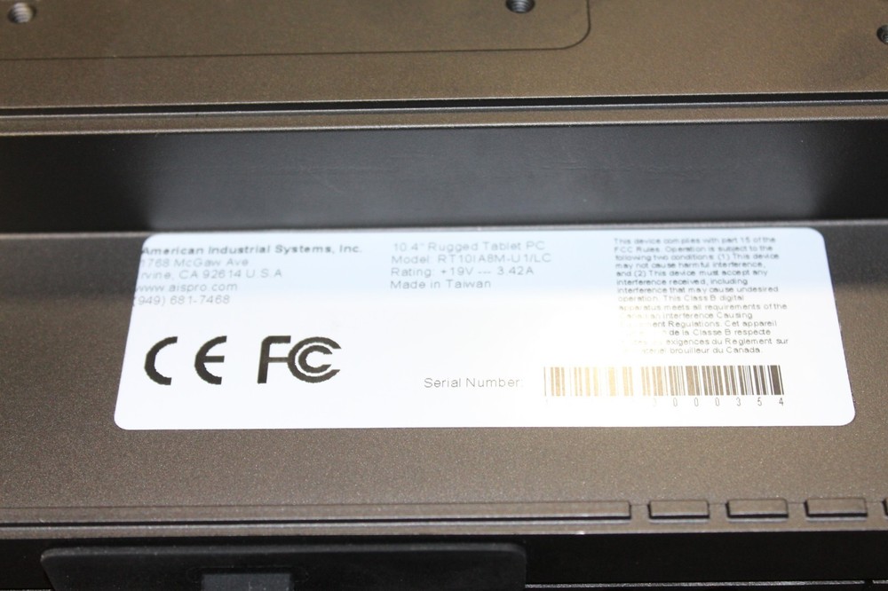 AIS 10.4" Rugged Tablet PC Model RT10IA8M-U1/LC Windows XP