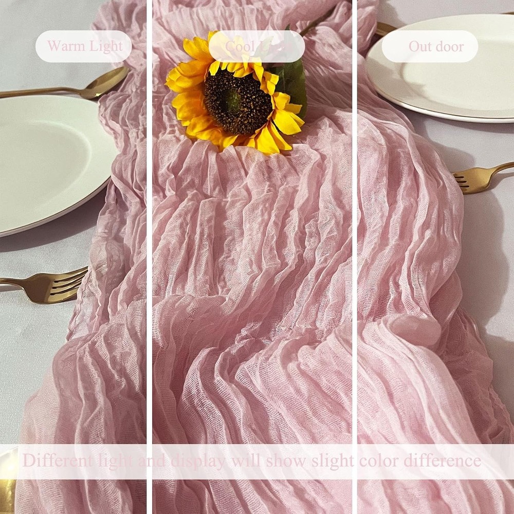 12Pack Light Pink Table Runner 10Ft Cheesecloth Table Runner Boho Gauze Table Ru
