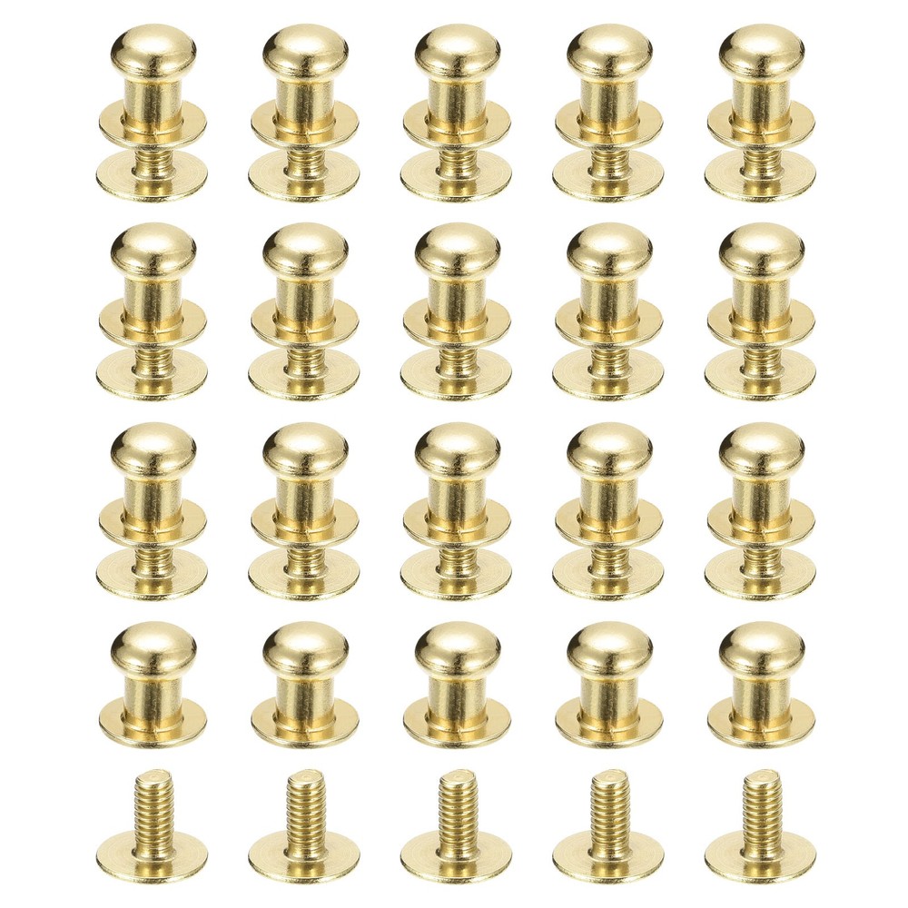 6mm Ball Head Stud Rivets Screw Back, 50Pack Round Head Button, Light Golden