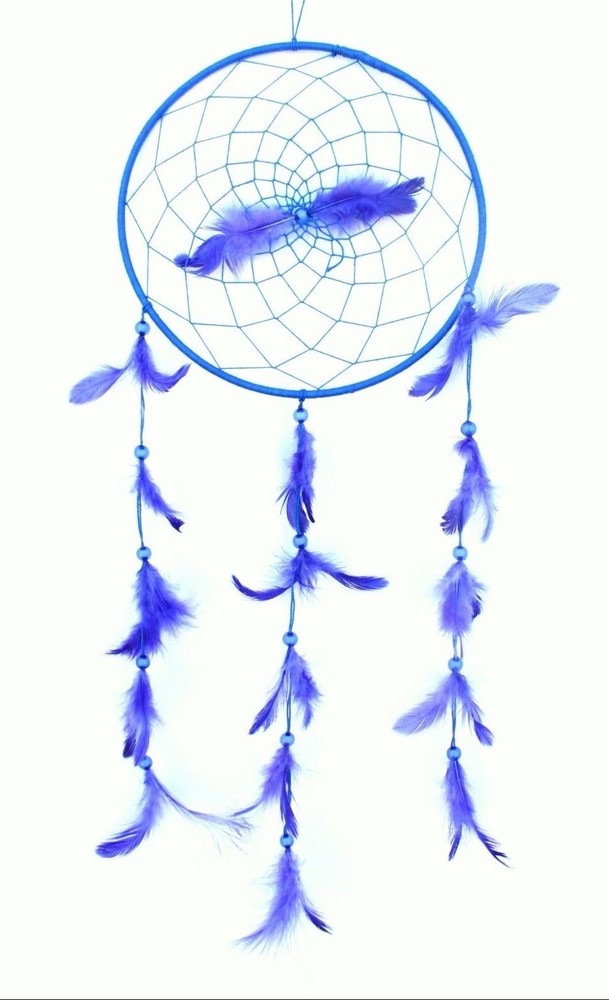 Large Royal Blue Dream Catcher Handmade String Feather Car Home Wall Decor