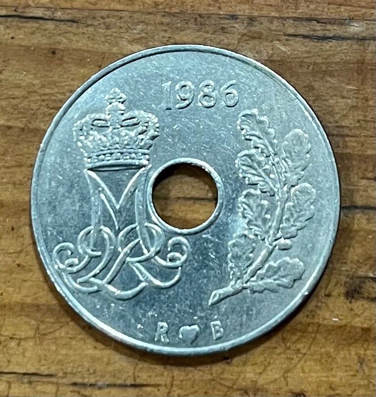 1986 25 ORE DENMARK COIN