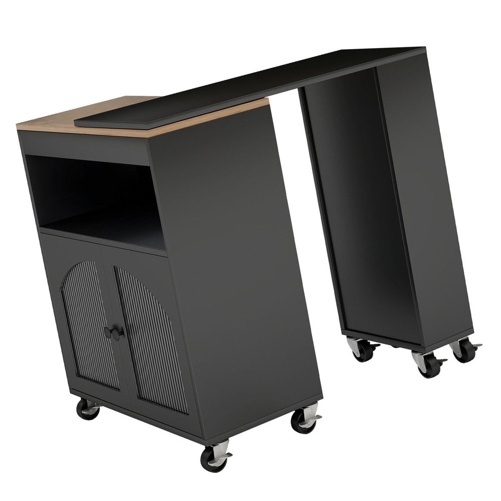 Rolling Kitchen Island Table With LED Light Power Outlets For Kitchen RAEA
