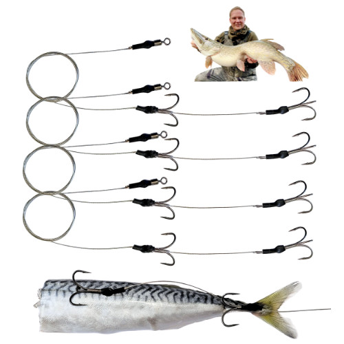 4 Pike Deadbait Rigs – Fox Rage Treble Hooks – Predator Traces - PIKE RIGS UK