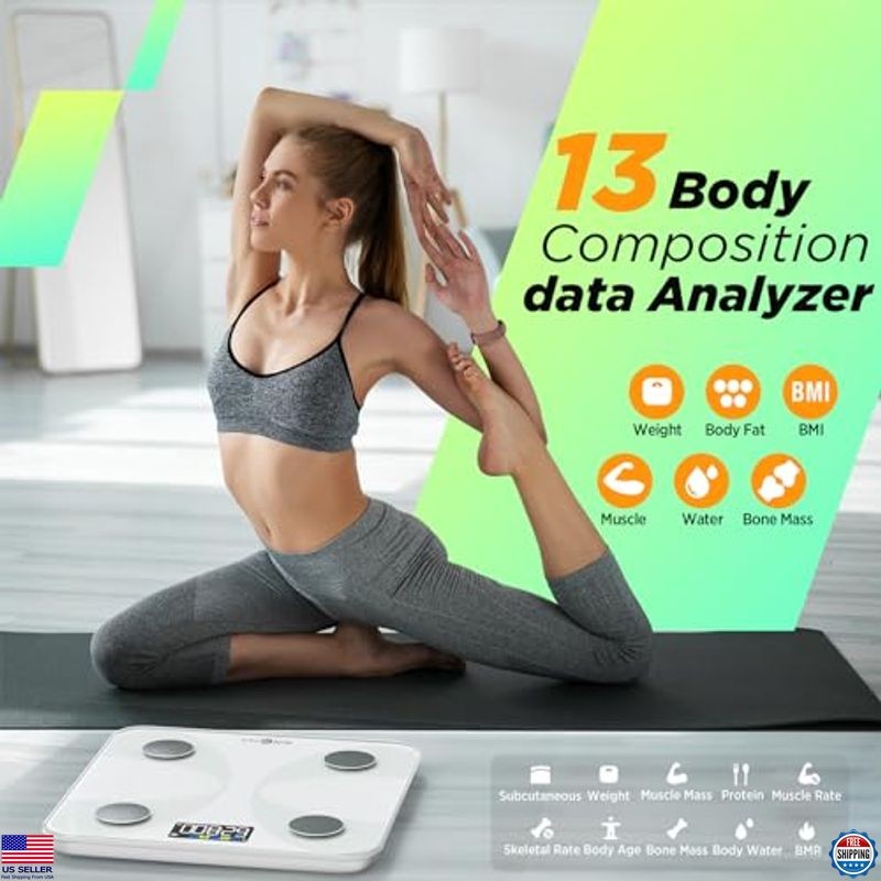 Runstar High Precision Smart Scale - Body Weight & Fat Analyzer, LCD, App Sync