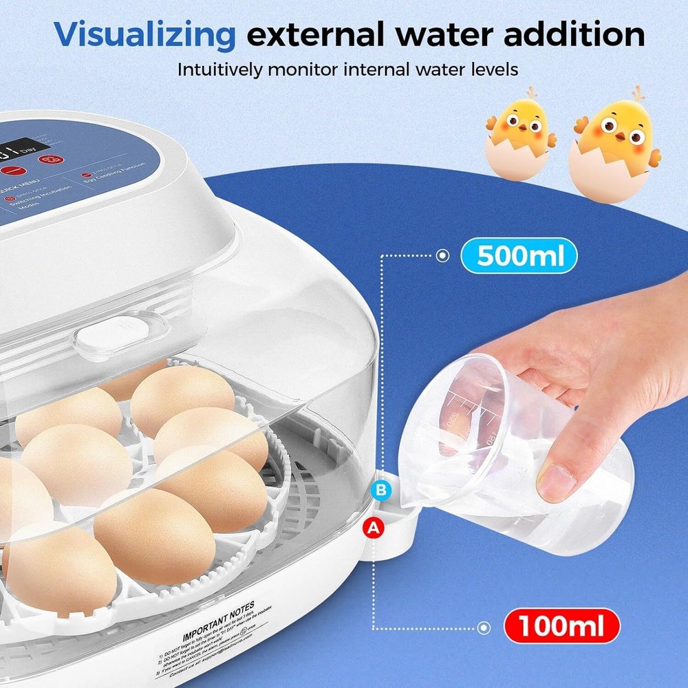 24 Eggs Incubators w/Automatic Egg Turning, Egg Candling and Humidity Display💎