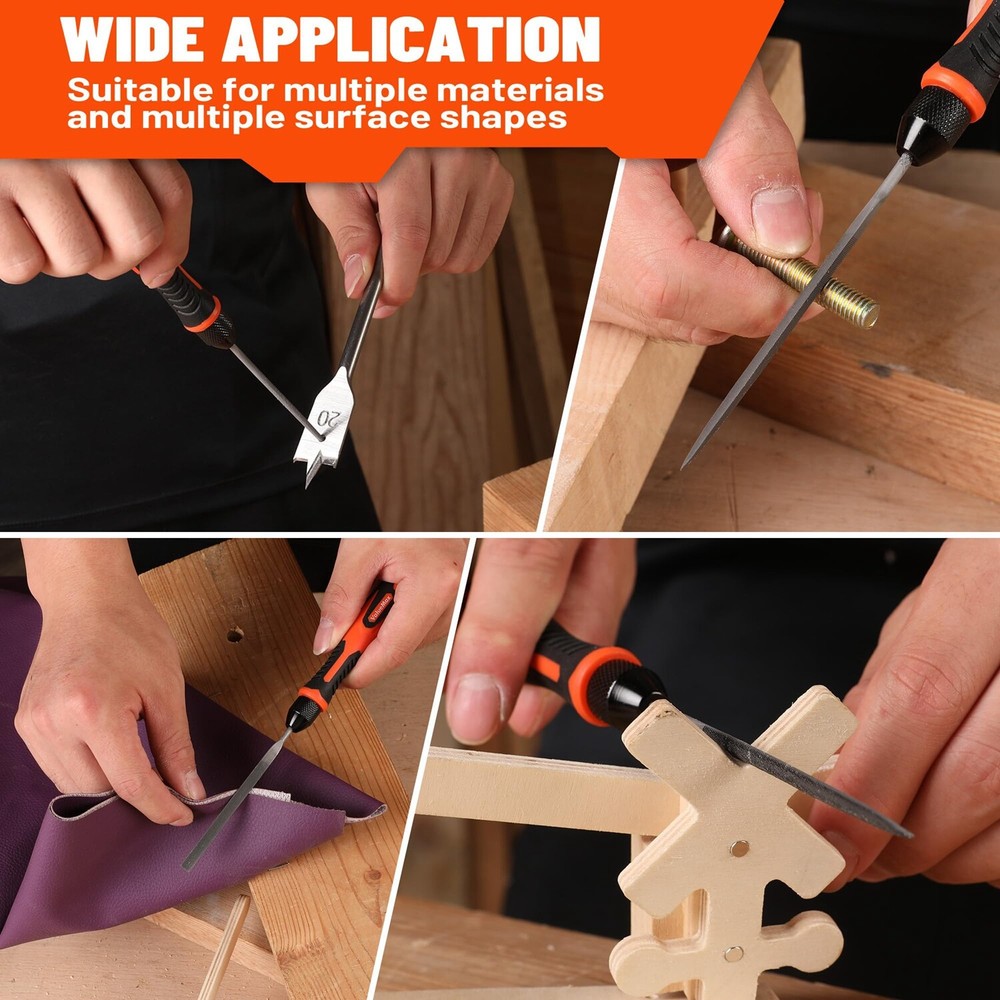 7PIECE Interchangeable Needle File Set Flat Warding Round Flat Half-Round Square