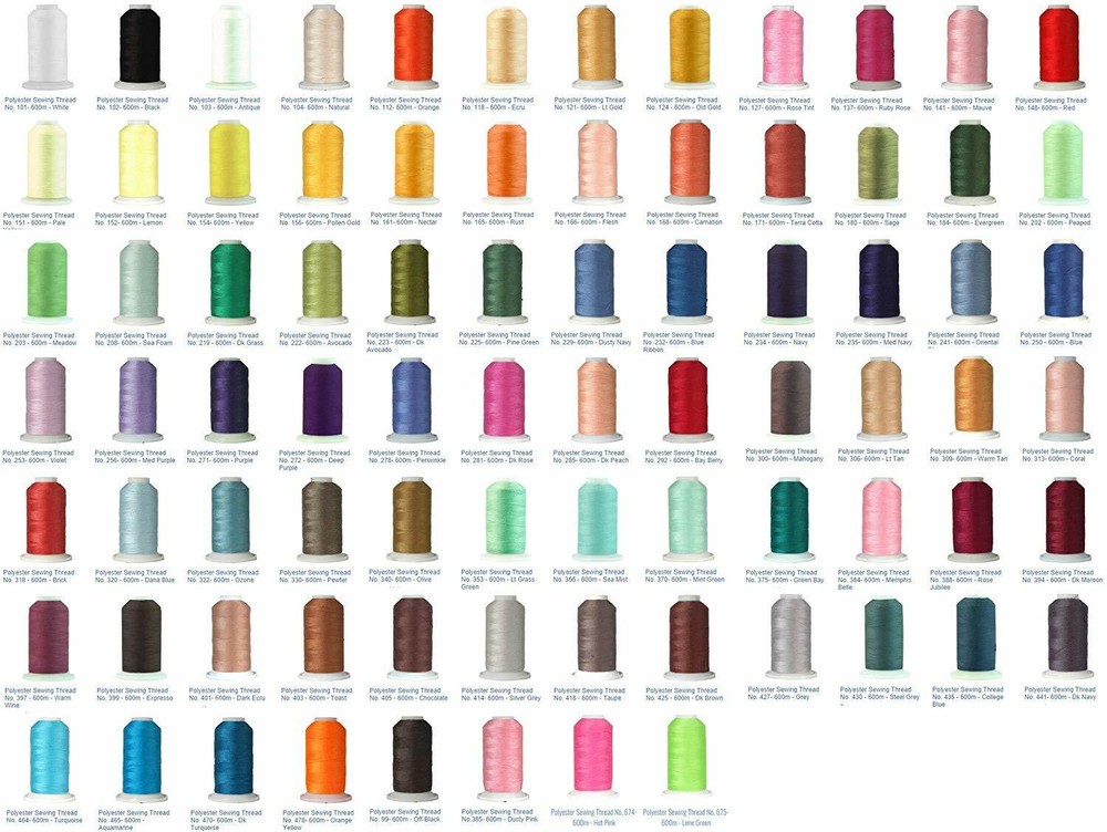 THREADART ALL PURPOSE POLYESTER SEWING THREAD - 86 COLORS - 600M SPOOLS 50/3