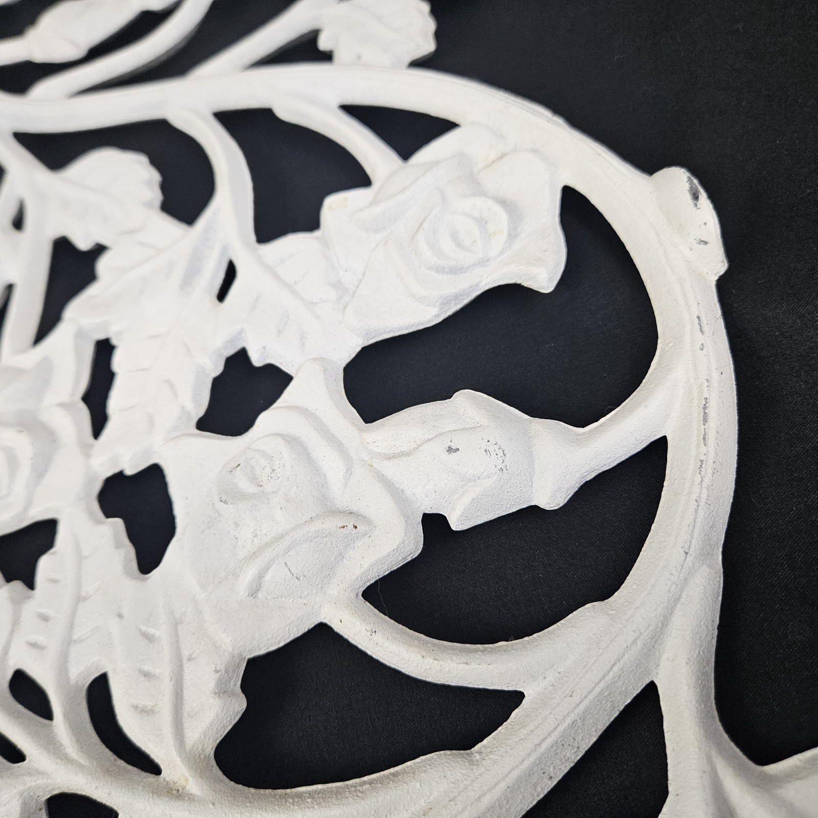 Vintage cast metal garden trellis wall decor pediment onlay