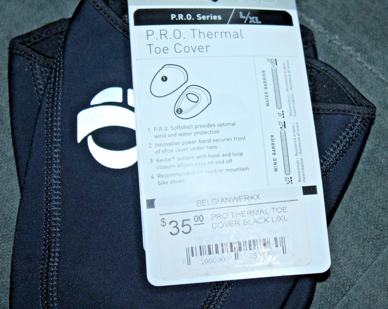 Pearl Izumi Cycling Thermal Shoe Toe Covers L/XL Black 5.5x4.5" Activewear Cafe~