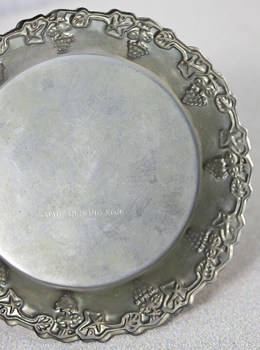 Embossed Silver Plated Etched Grape & Vine Wine Bottle Coaster