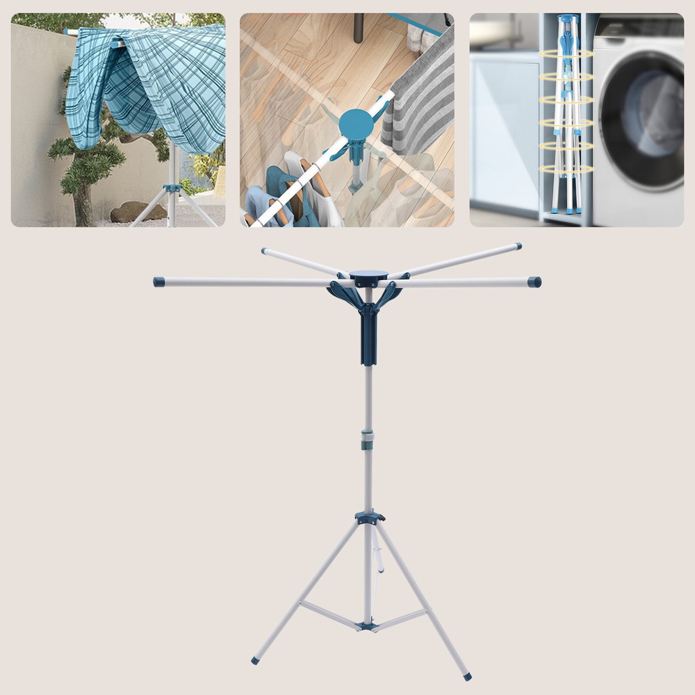 110-180cm Adjustable Height Foldable Drying Rack Space Saving Clothes Dryer Rack