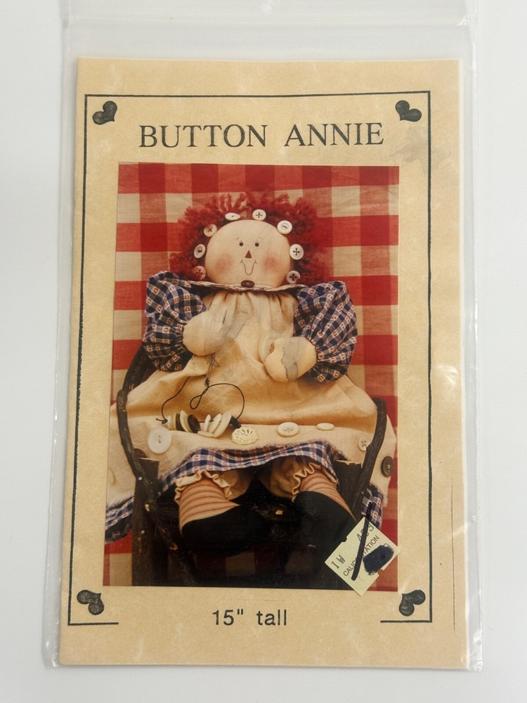 Vintage Pattern “Button Annie” Makes A 15” Cloth Doll