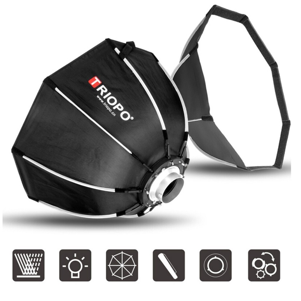 US TRIOPO K2-65 65cm/25.6'' Foldable Octagon Bowens Softbox Fr Godox SL60W SK400