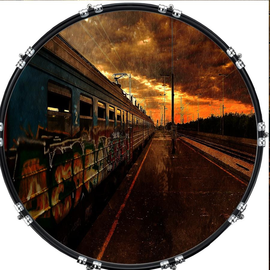 20" Custom Bass Kick Drum Front Head Graphical Graphic Last Train