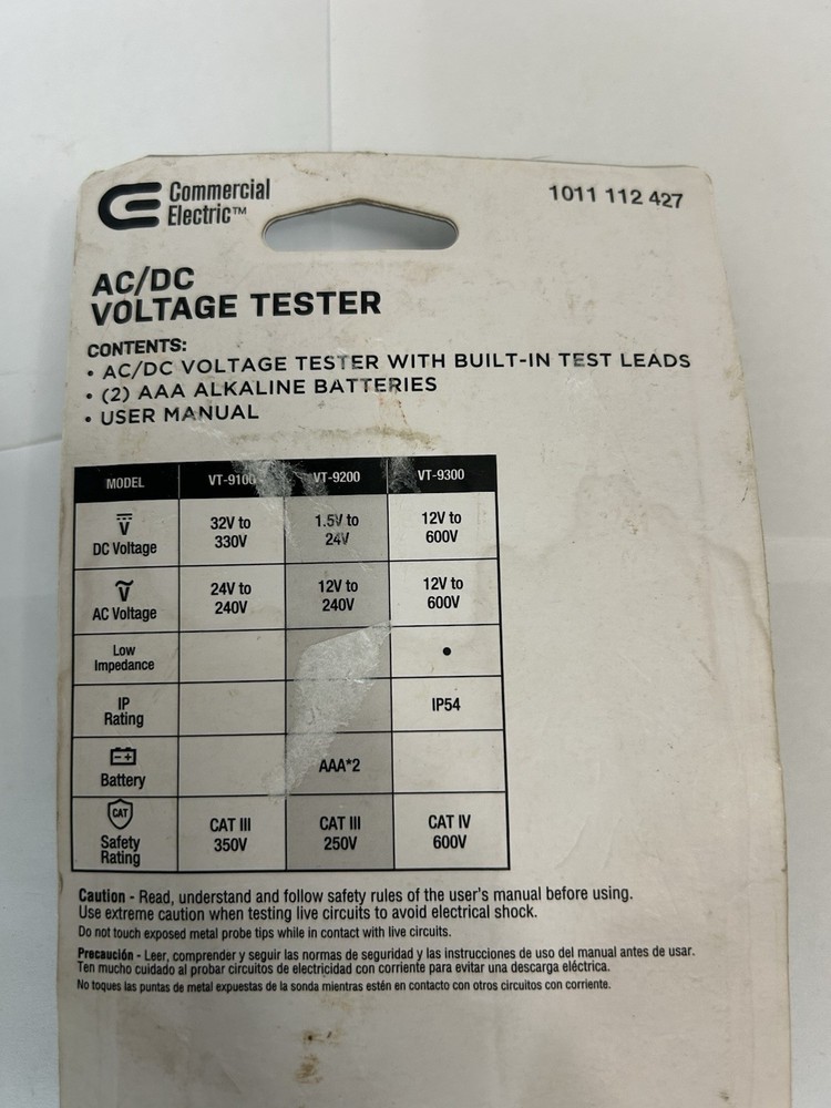 Commercial Electric Electronic AC/DC Voltage Tester NEW