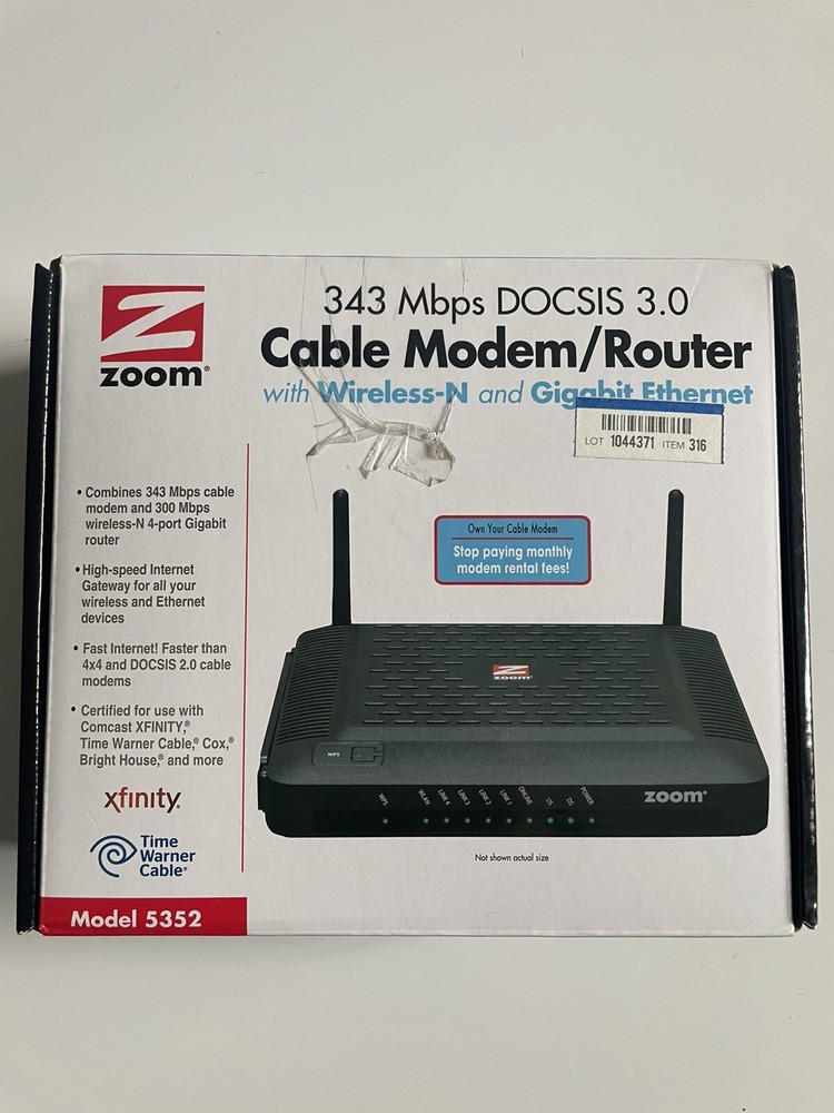 Zoom DOCSIS 3.0 Cable Modem/Router with Wireless-N Model 5352 
