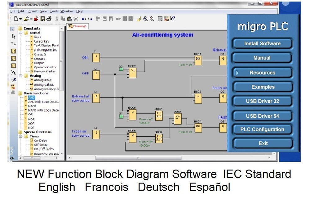 PLC Programmable Logic Controller & Software KIT 12V 24V 4 inputs, 2 Relay out