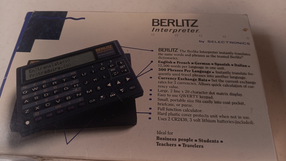 Berlitz Interpreter by Selectronics TR500 Five Language Translator Untested