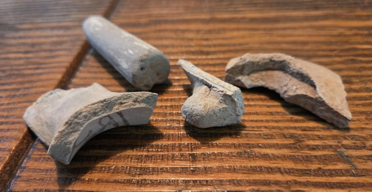 Prehistoric Anasazi Black On White Pottery Partial Ladle Dipper Handle Arizona