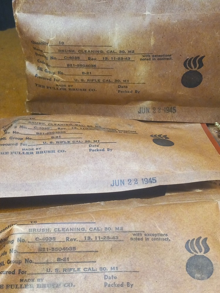WWII Brass Bore Brushes USGI 30 Caliber Unopened 1945 10 Pack
