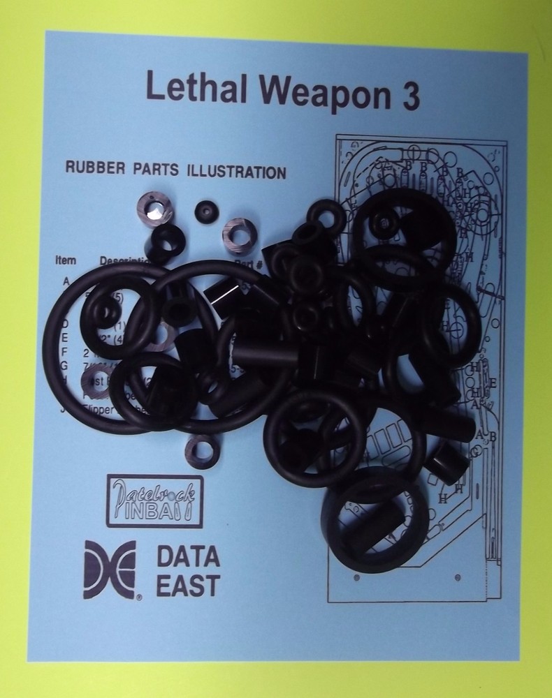 1992 Data East Lethal Weapon 3 Pinball Machine Maintenance Super Kit LW3