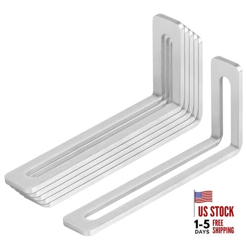 6 PCS Slotted L Angle Mounting Brackets, Adjustable Corner Brace, Stainless