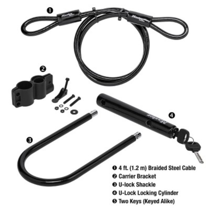 Lock 7.25" U Lock with Looped End Cable: Bike Security