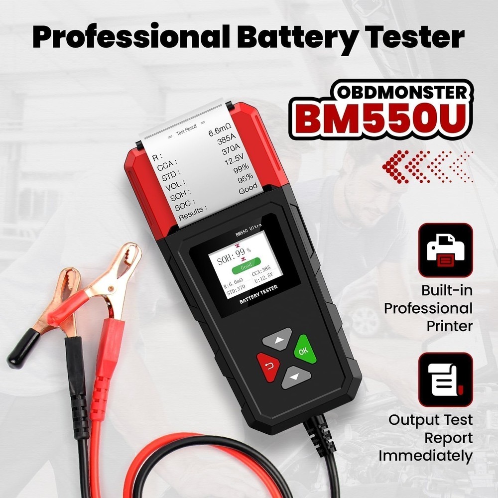 6V 12V 24V Car Battery Load Tester Auto Charging System Analyzer with Printer US