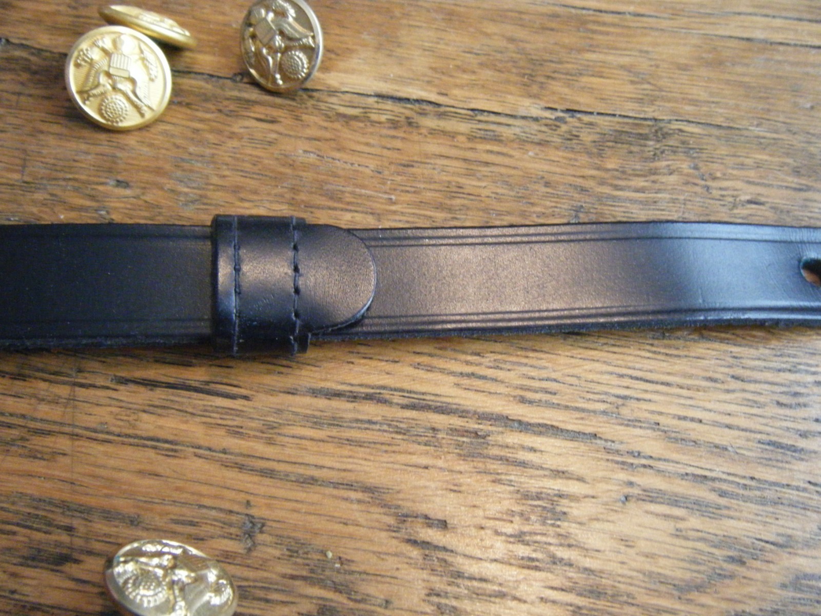 Genuine Army Black Leather Dress Hat with Adjustable Strap