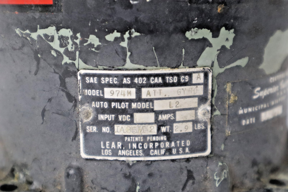 Lear 974M Attitude Gyro Indicator
