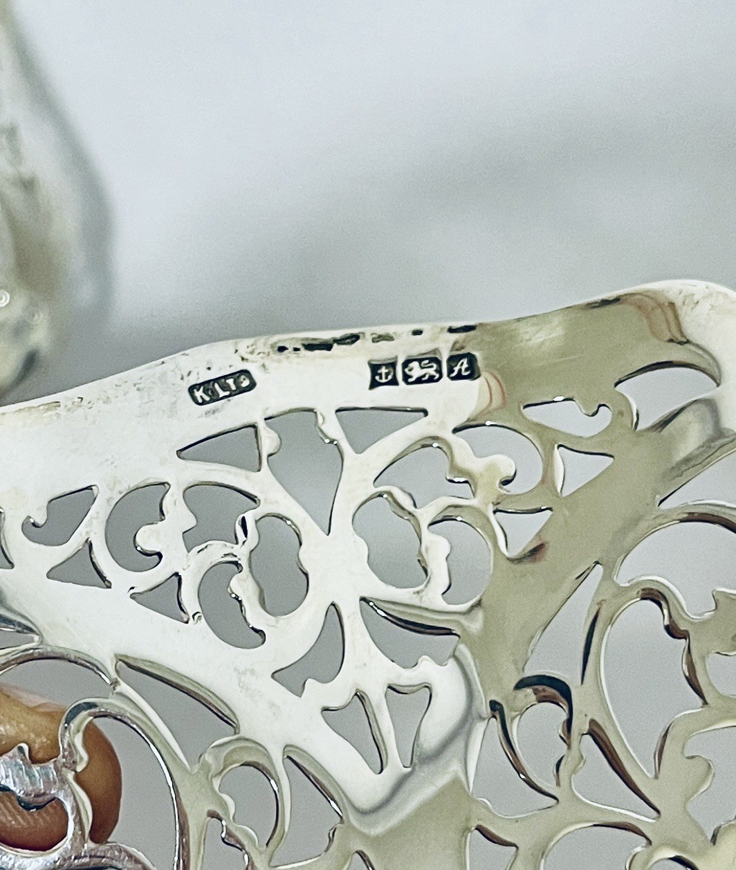 Matching Pair Antique Vintage Solid Sterling Silver Bonbon Dishes / Bowls