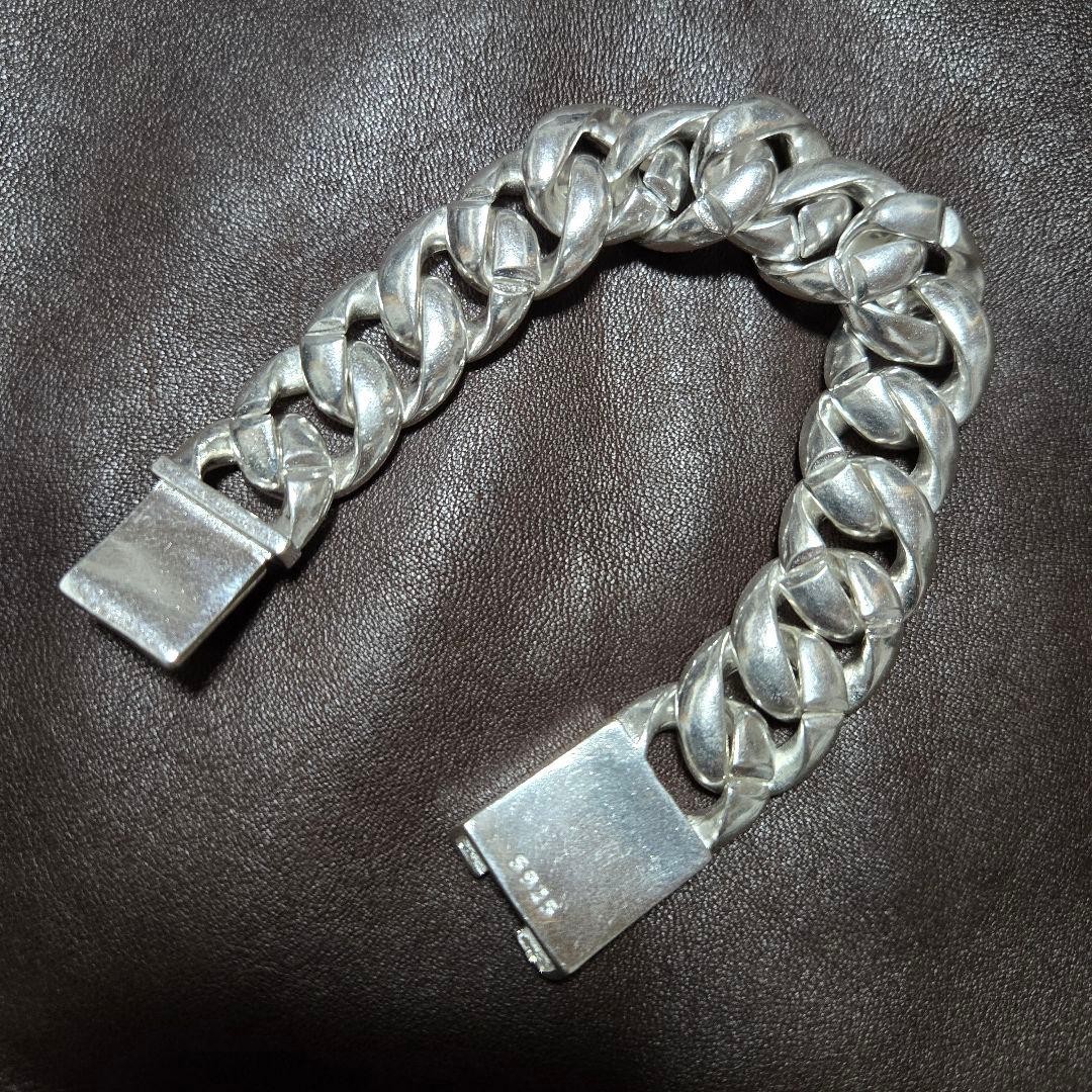 Vintage Silver 925 Thick Chain Bracelet 23cm Unisex Heavy Style