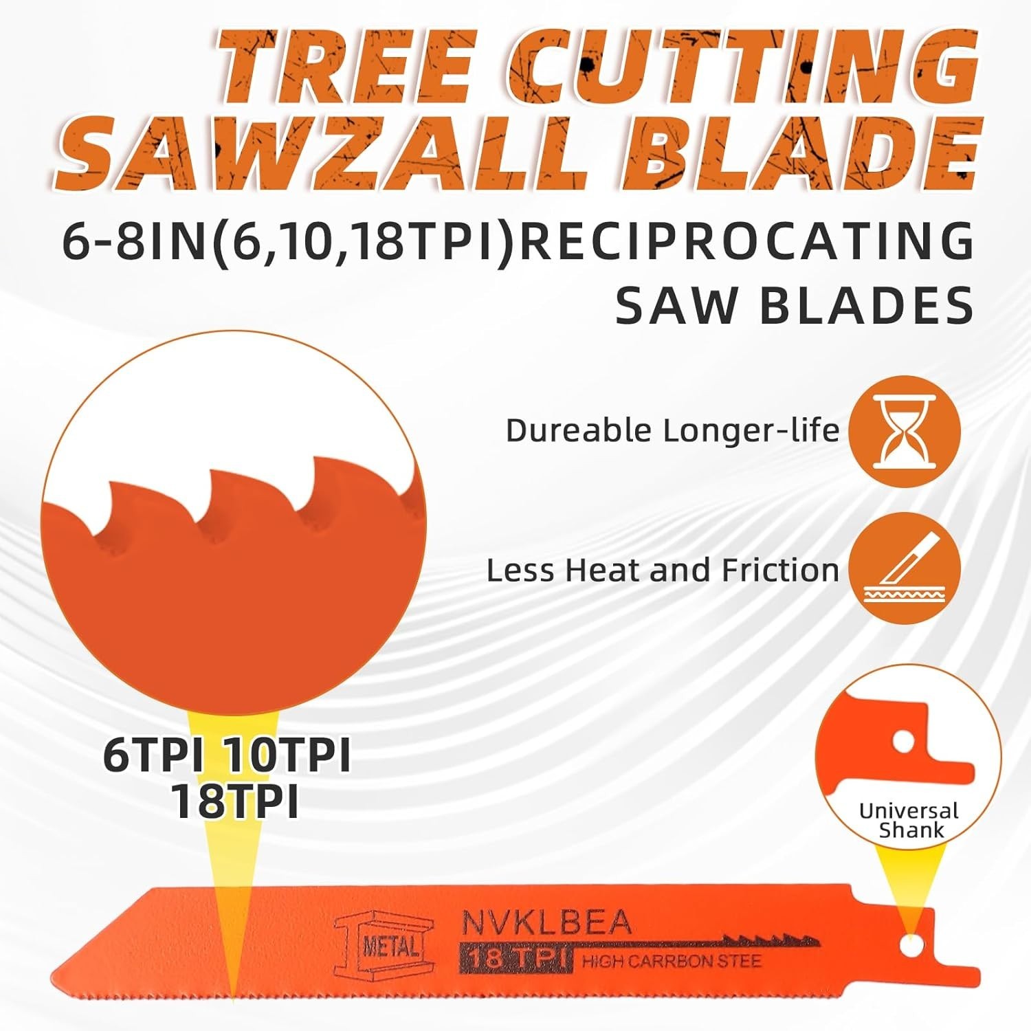 10-Piece Reciprocating Saw Blades 6 & 8 Inch Wood & Metal Cutting Saw Blades Pre