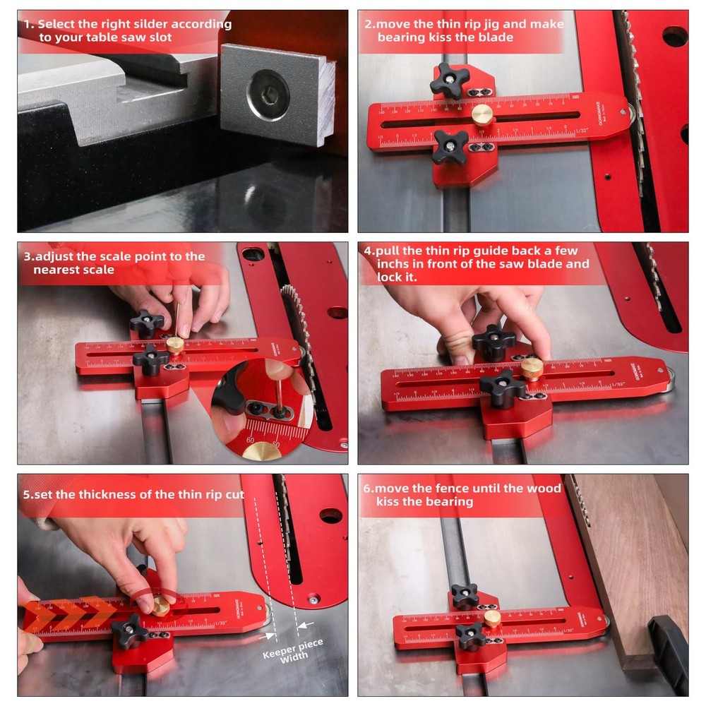 GOINGMAKE Thin Rip Jig Table Saw Guide for Repetitive Narrow Thin Strip Cuts