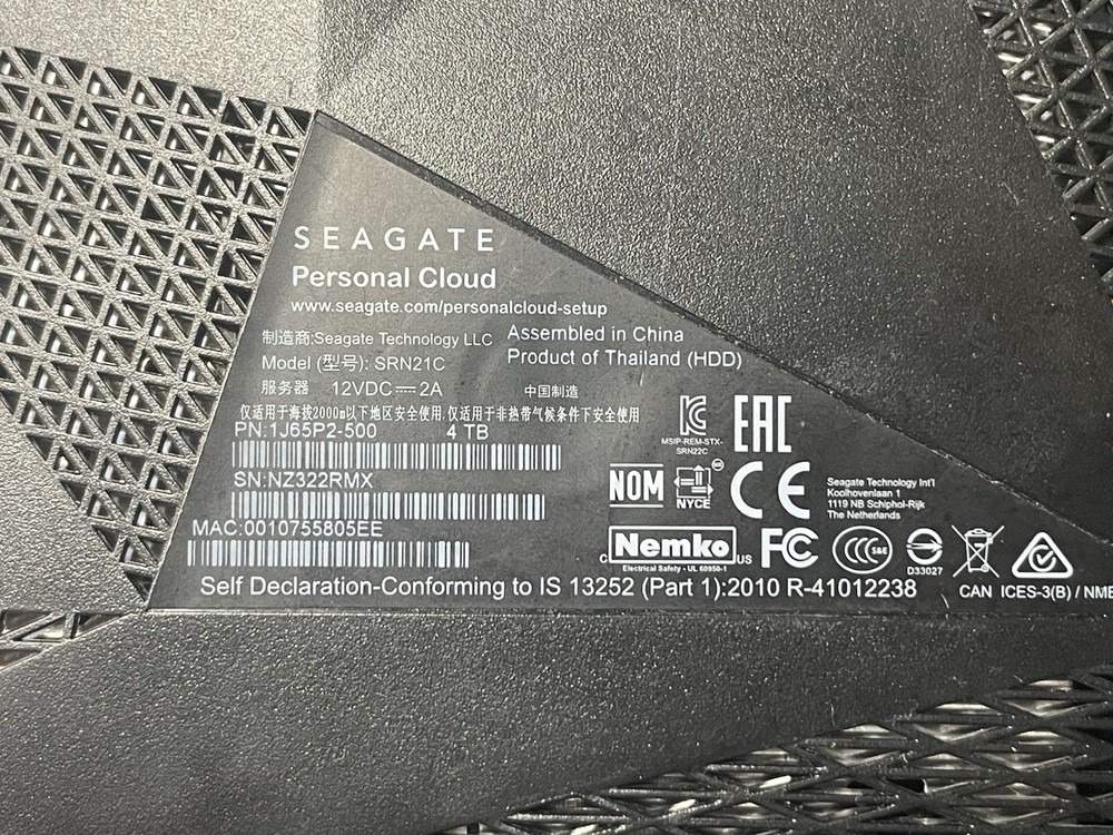 DEFECTIVE SEAGATE SRN21C CLOUD NETWORK DRIVE 4TB BLACK With G3D