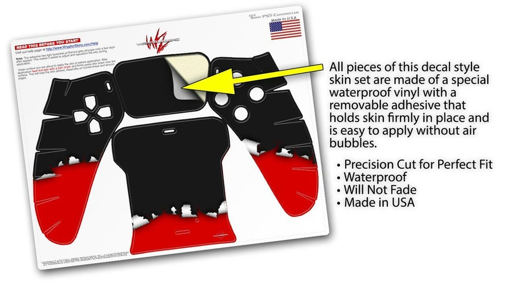 Skin Sony PS5 Controller Ripped Colors Black Red