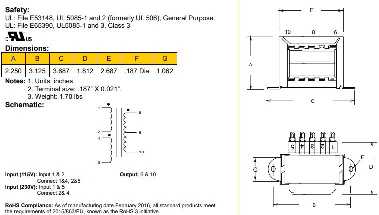 Triad Power Transformer Quick Pack NOS NIB Model FD7-28