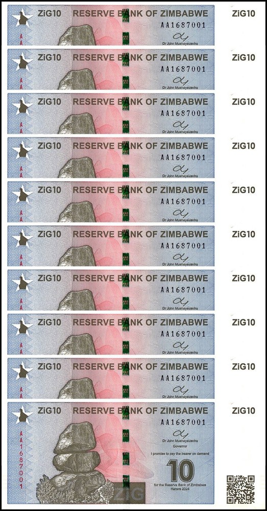 Zimbabwe 10 Zig, 2024, P-110, UNC, X 10 PCS