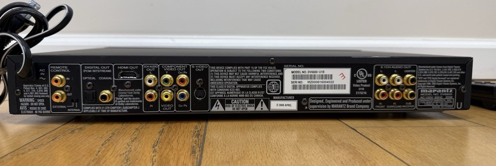 Marantz DV6600 Super Audio CD/DVD Player With Remote.