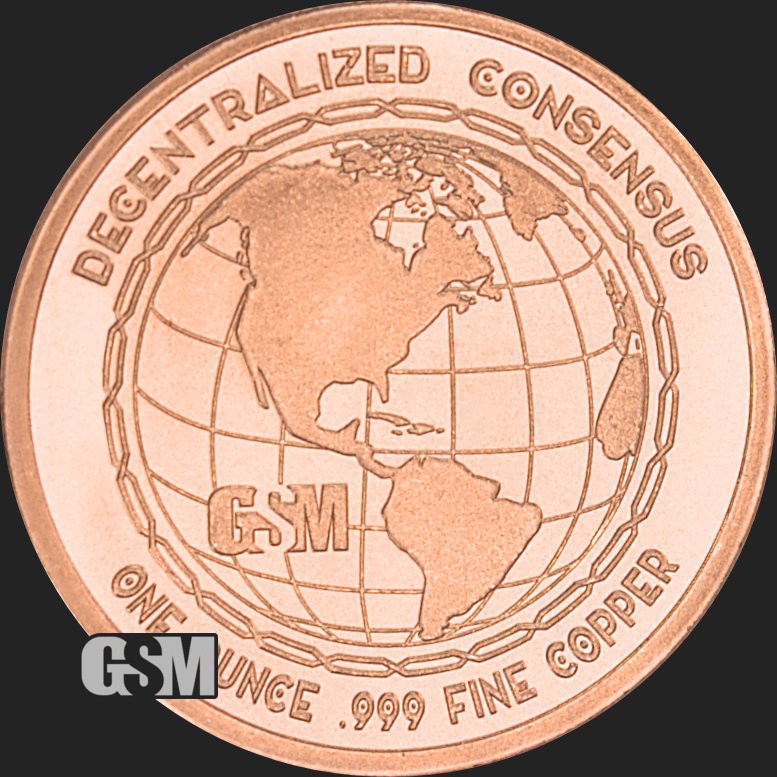 1 Oz. Solid .999 Fine Copper Round - Bitcoin - Golden State Mint