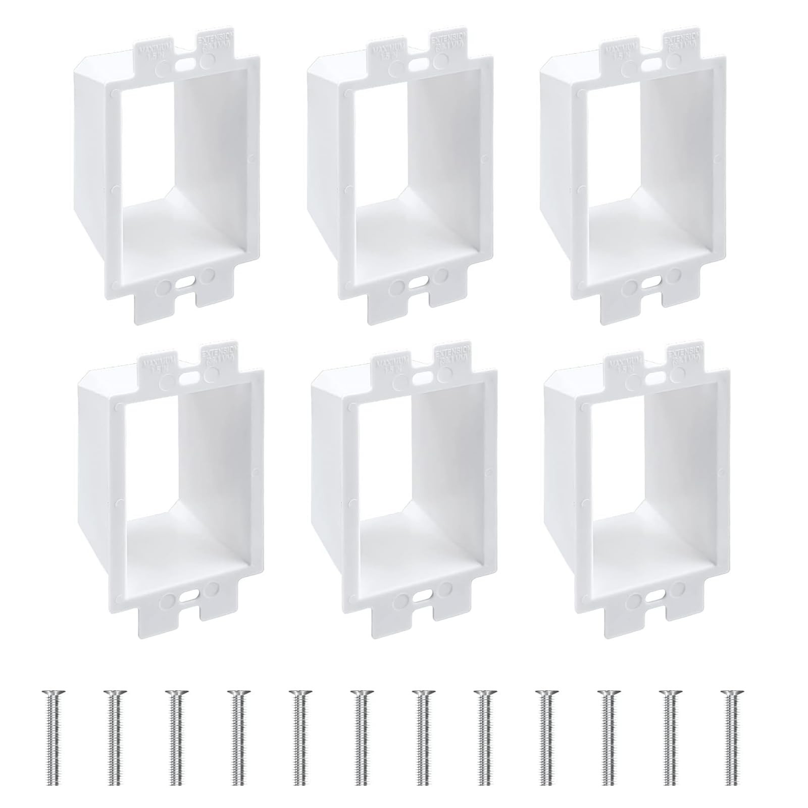 6 Pcs BE1-2 Electrical Outlet Box Extenders, Extender, 1 White