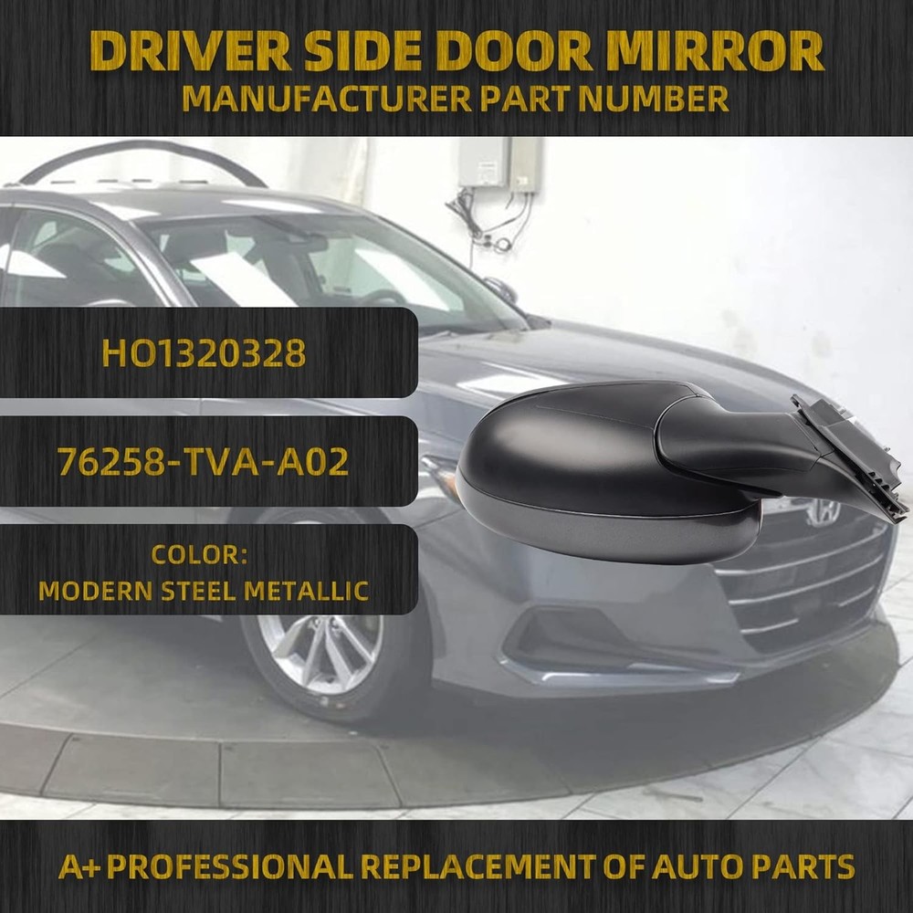 Dasbecan Left Driver Side Mirror Assembly Compatible with 3Pins-Left, Gray